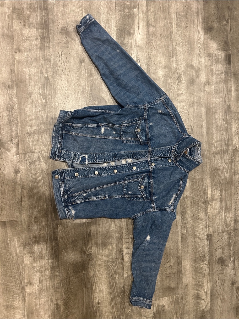 American Eagle Outfitters Distressed Blue Denim Jacket